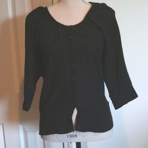 The Limited Black 3/4 Sleeve Cardi Sweater Size M